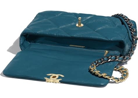 chanel 19 flap bag goatskin gold/ruthenium-tone turquoise in goatskin|chanel handbags.